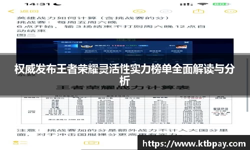 权威发布王者荣耀灵活性实力榜单全面解读与分析