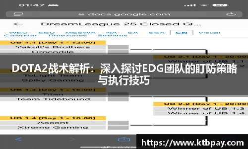 DOTA2战术解析：深入探讨EDG团队的盯防策略与执行技巧