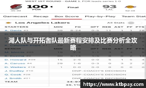 湖人队与开拓者队最新赛程安排及比赛分析全攻略